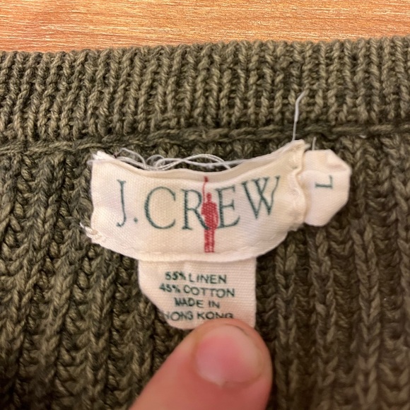 Vintage J Crew Oarsman Button Neck Linen Blend Women’s L Sweater - Picture 2 of 7